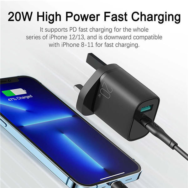 Picture of Joyroom Dual-Port Fast Charger 20W PD + QC3.0 (L-QP2011) with Lightning Cable